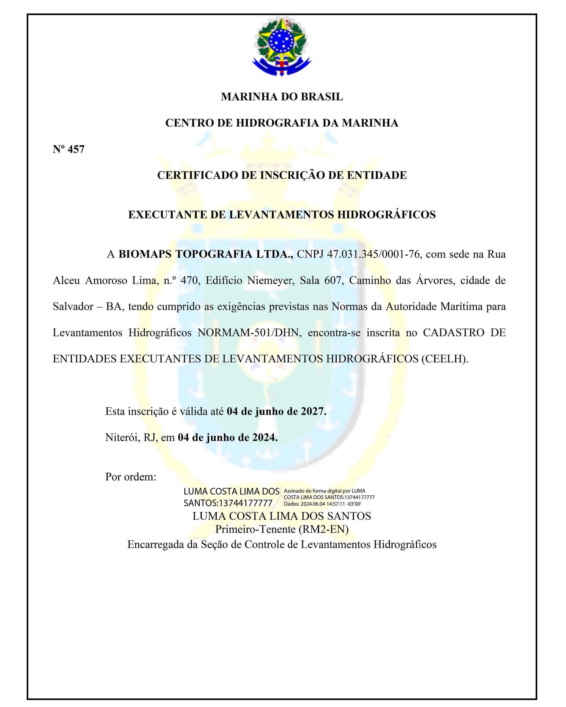 Certificado Marinha do Brasil