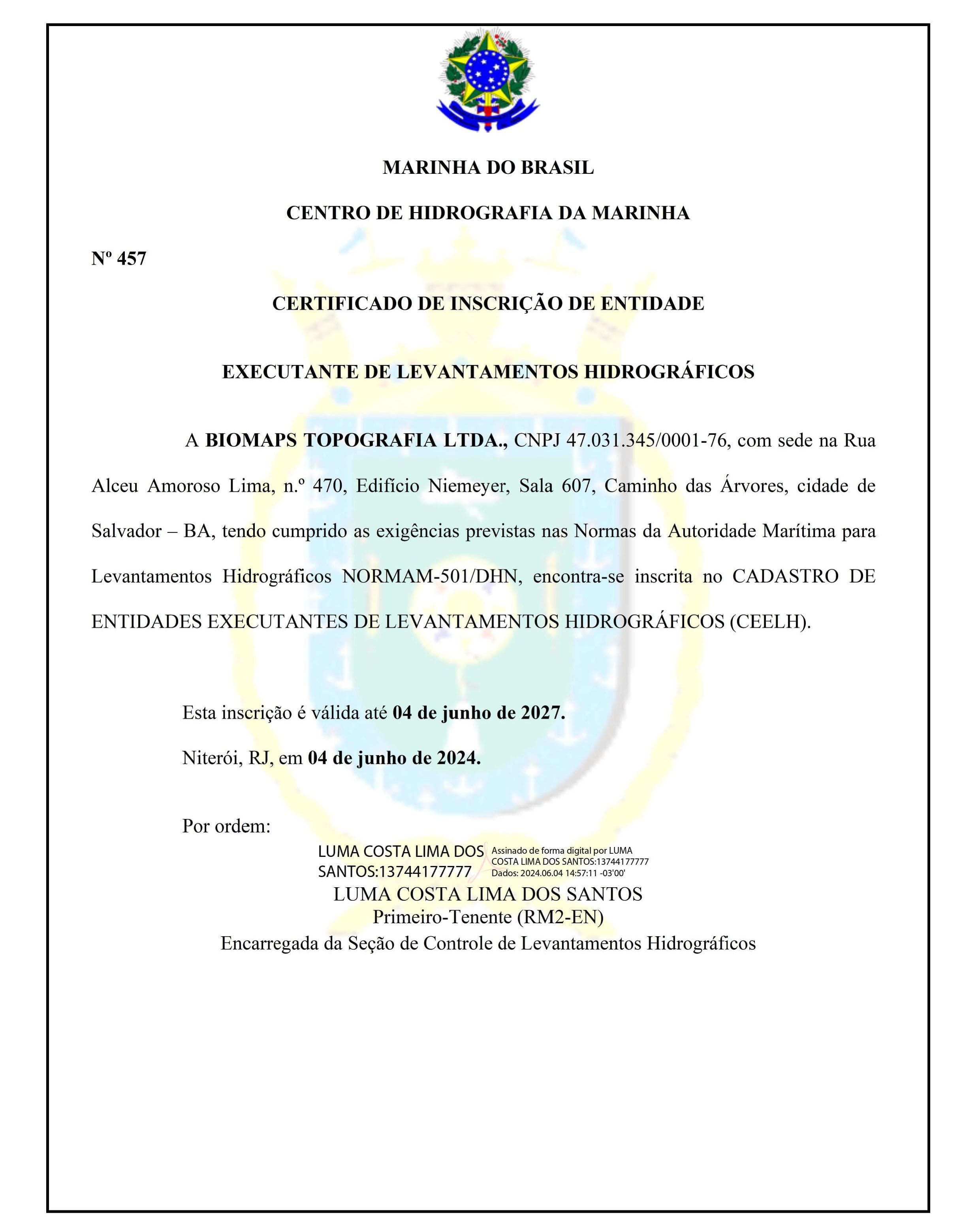 Certificado Marinha do Brasil