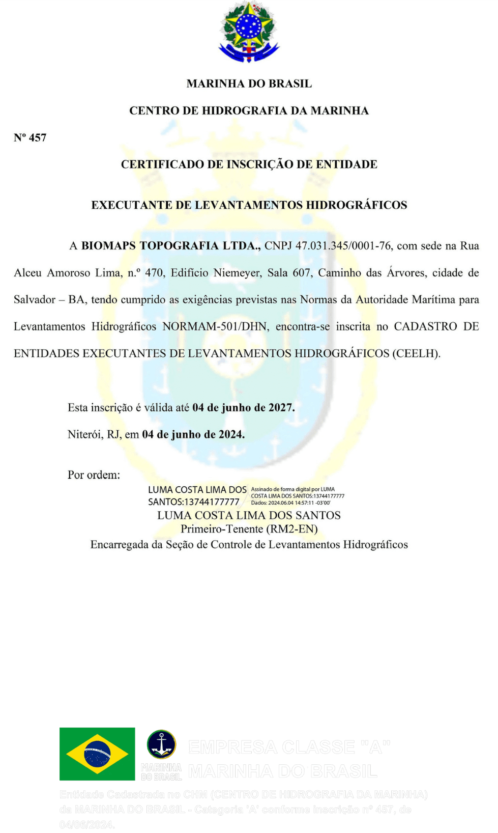 Certificado Marinha do Brasil